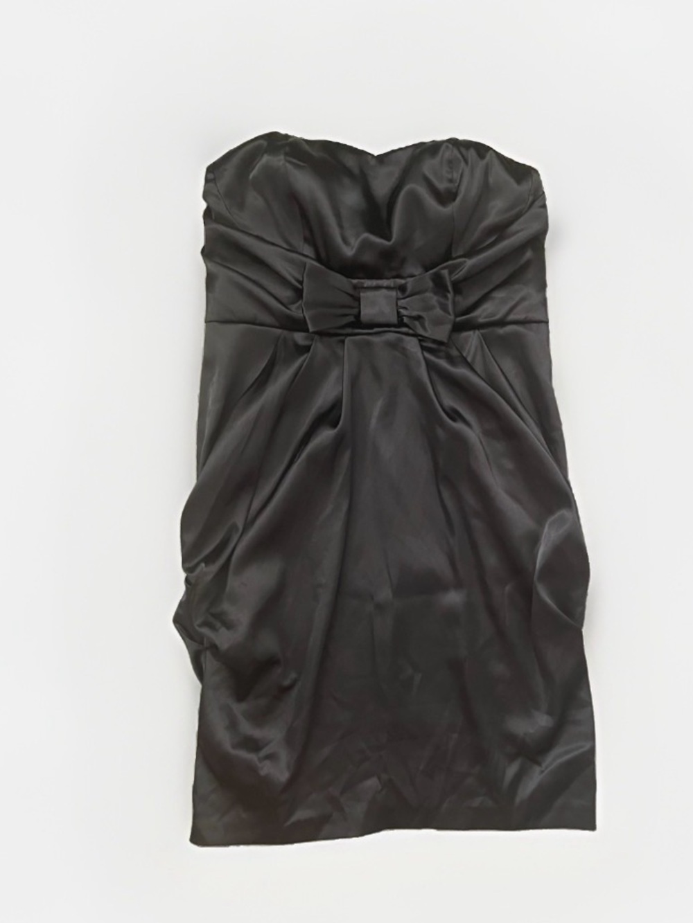 torrid Black Strapless Satin Dress with Waist Bow